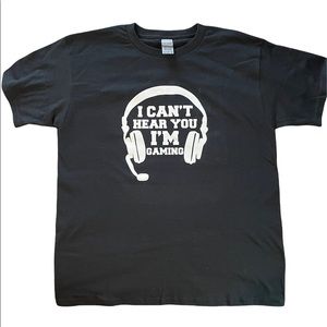 NEW Youth Large Gildan Black Heavy Cotton T Shirt - With Graphic Design